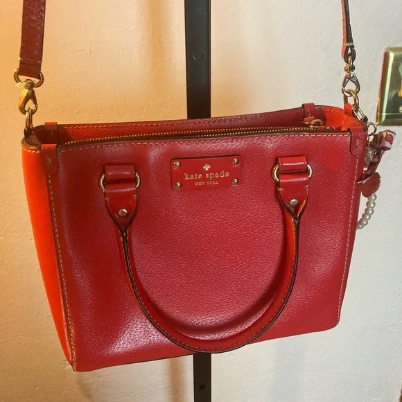 Kate Spade Red Satchel Crossbody with Structured Design - Picture 2 of 16